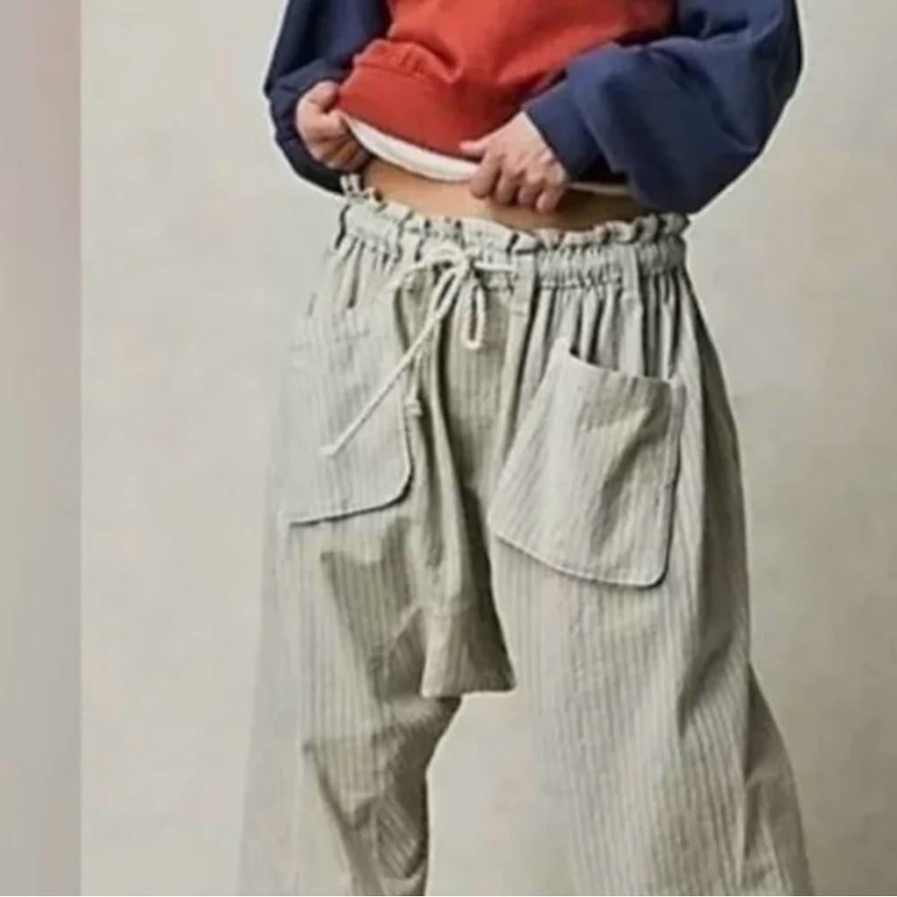 NWT FREE PEOPLE Runyon Harem Drop Crotch Pant Sky Combo